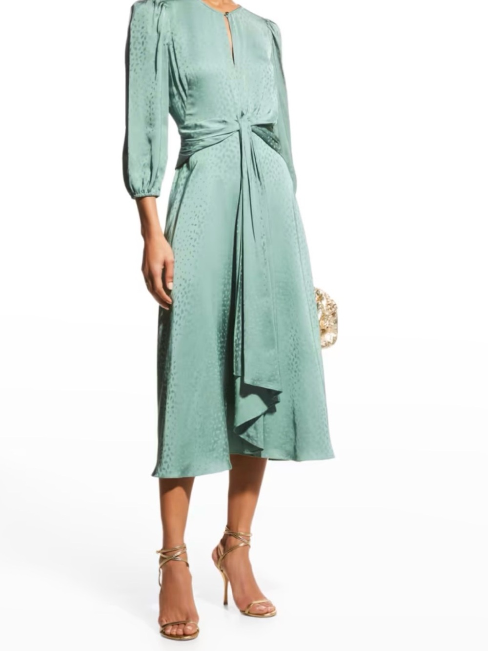 $398 Shoshanna Women's Sage Melrose Blouson Sleeve Swiss-Dot MIDI Dress Size 6